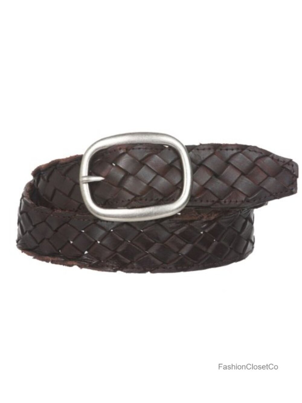 Braided Woven Leather Belt 1.5" Snap Oval Buckle Handmade